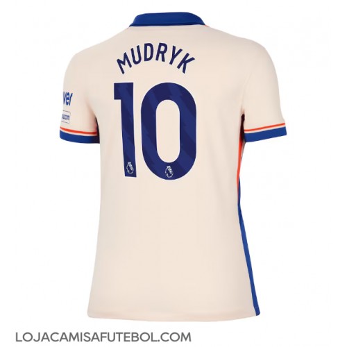 Camisa de Futebol Chelsea Mykhailo Mudryk #10 Equipamento Secundário Mulheres 2024-25 Manga Curta